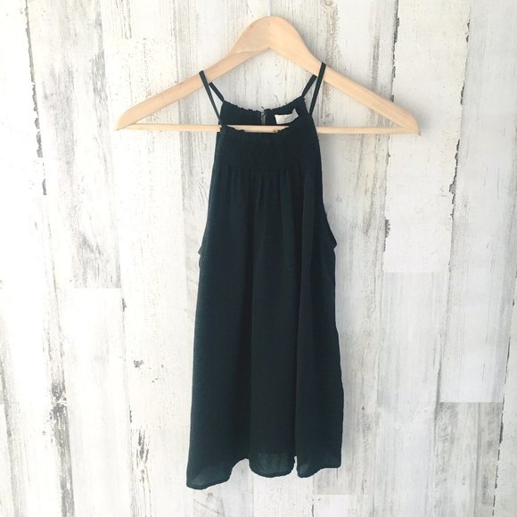 Joie Tops - Joie Esmee Tank 100% Silk Halter Camisole Smocked Detail Black